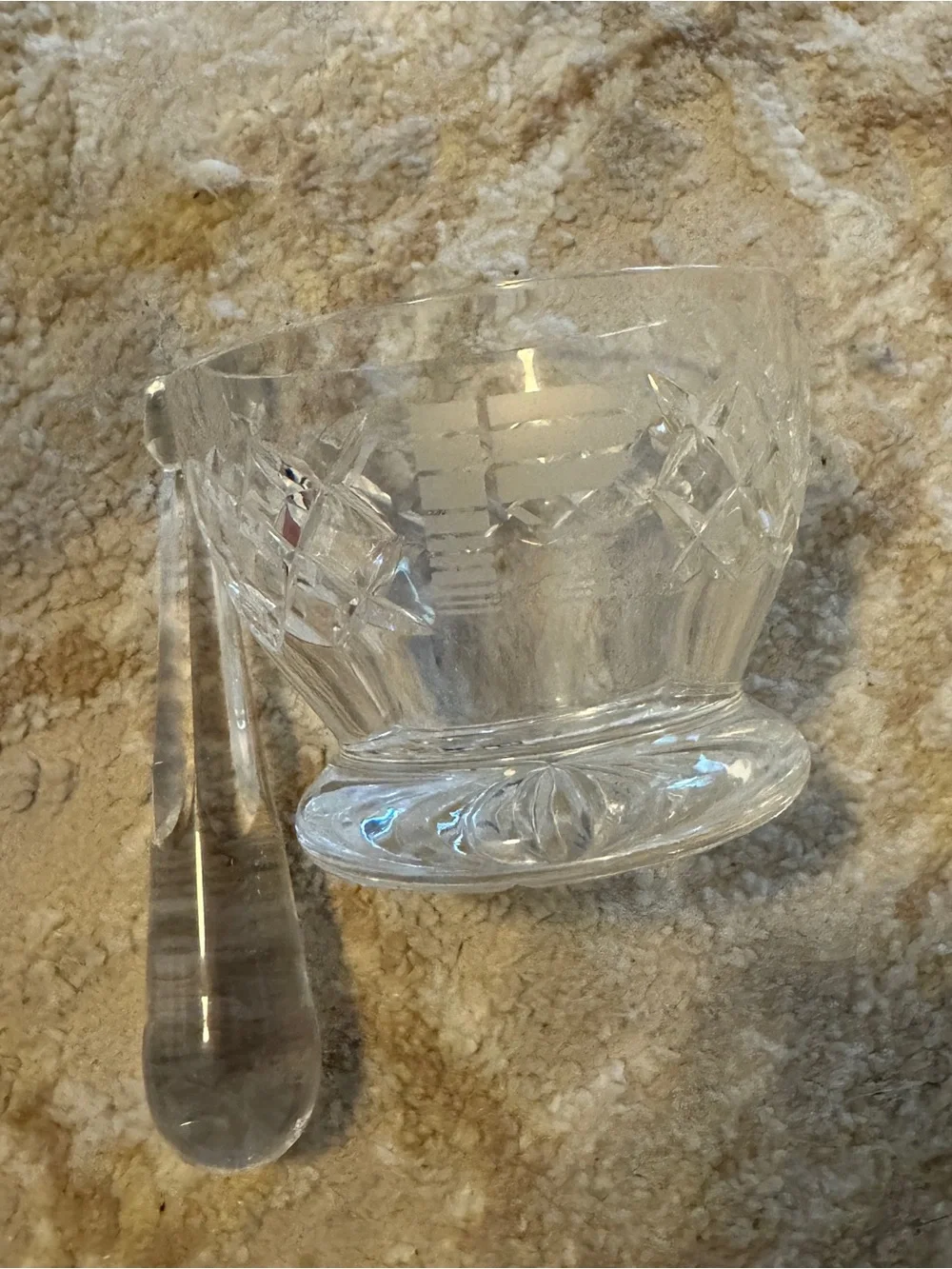 Clear Cut Glass mortar and pestal  vintage. Signed